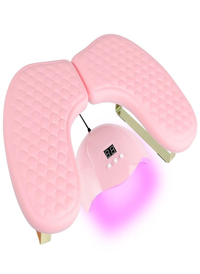 BORNBYME Arm Rest for Nails Tech, BORNBYME Update PU Leather Fish Pattern U-shaped Hand Nail Stand Rest for Manicure, Pink - Image 1
